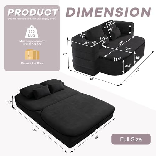 75'' Folding Sleeper Sofa Bed, Memory Foam Boneless Couch - Image 2