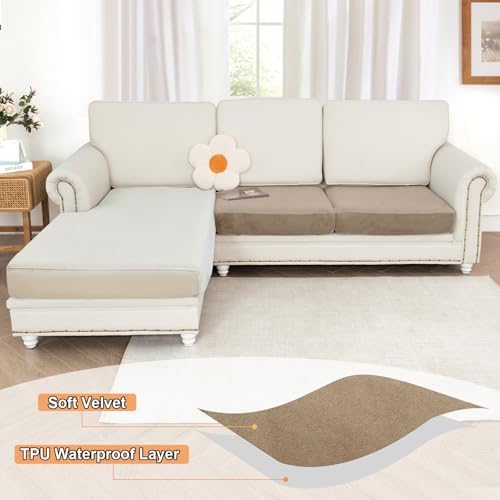 NAISI Waterproof Couch Cushion Covers Thick Velvet Fabric Washable Sofa - Image 2