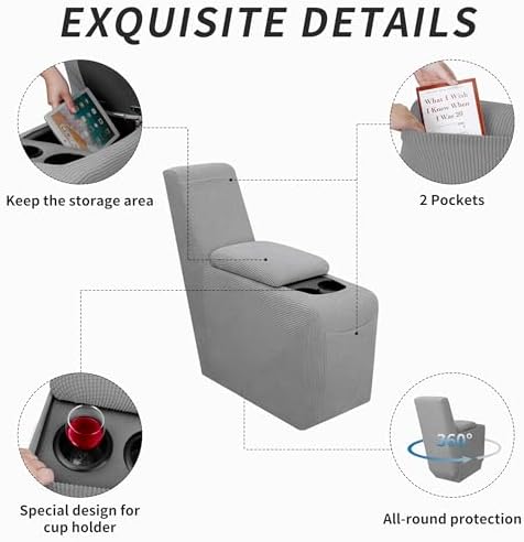 Easy-Going 2-Piece Recliner Console Cover Light Gray - Image 3