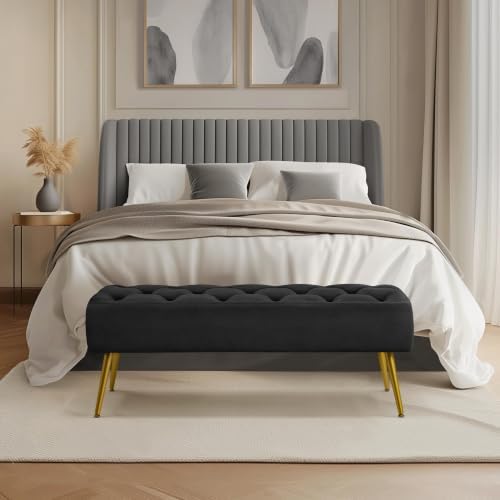 Yaheetech 45" Ottoman Bench for Bedroom, Upholstered Boucle Seat - Image 2