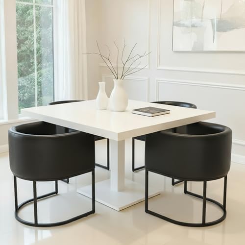 HNY Mid Century Modern Upholstered Barrel Black Dining Chair - Image 3