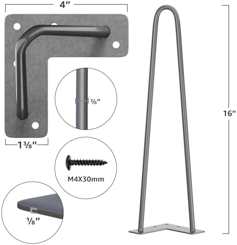 SMARTSTANDARD 16 Inch Heavy Duty Hairpin Furniture Legs - Image 2