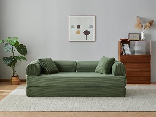 healthomse 78.7" Convertible Sofa Bed, Modular Fldable Corduroy Couch, by Healthomse