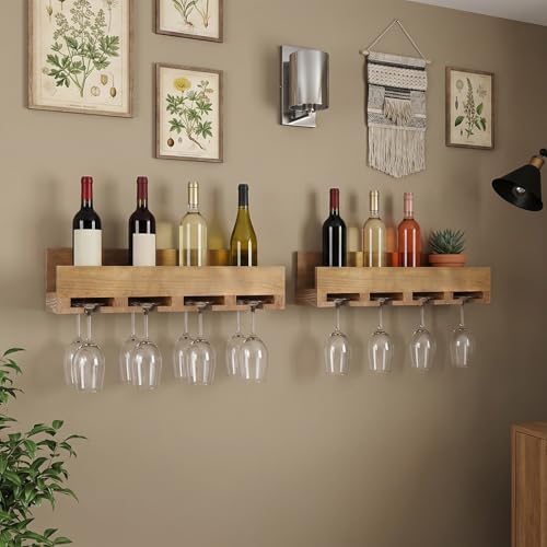 Novabright 2 Pack Wall Mounted Wine Rack, 15.7 x 8.66 Inch Rustic Farmhouse - Image 4