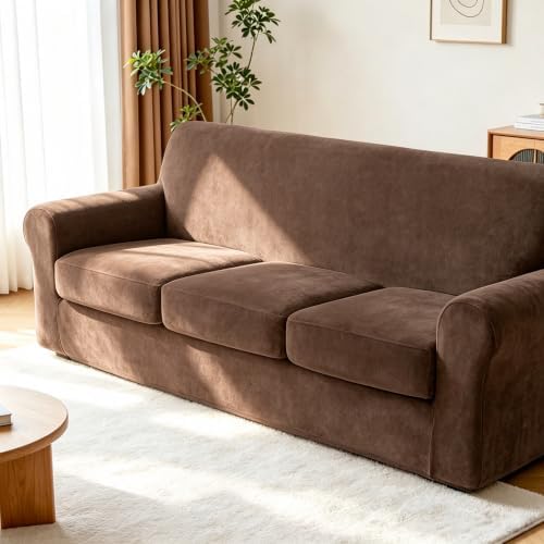 Luxury Velvet Sofa Covers for 3 Cushion Couch by HOMECOVER