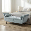 End of Bed Storage Bench for Bedroom, Upholstered Rolled Armed Button Tufted by Hdxdkog