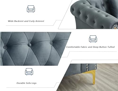 Hybition 3-Piece Living Room Sofa Set, Tufted Design - Image 5