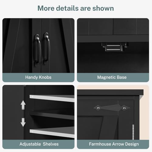 Tall Pantry Cabinet with 4 Doors & 2 Adjustable Shelves, Kitchen Cabinet - Image 6