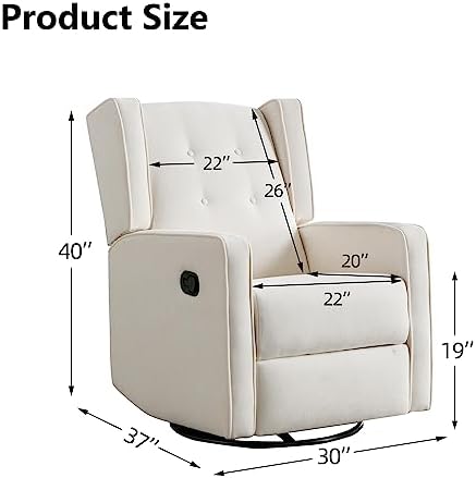 CANMOV Swivel Rocker Recliner Chair, Nursery Glider Chair, Nursery Rocking - Image 2