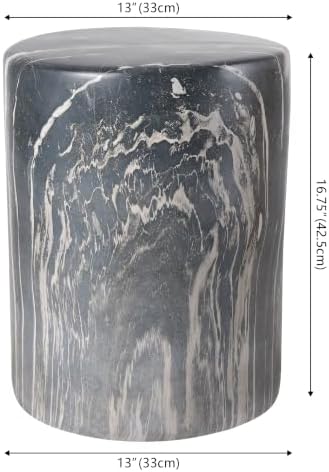 JONATHAN Y Troy 17" Modern Faux Marble Cylinder Accent Table - Image 3