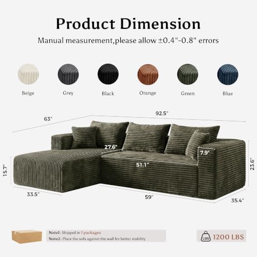 Boneless Couches for Living Room, L Shape Modular Sectional Sofa - Image 2