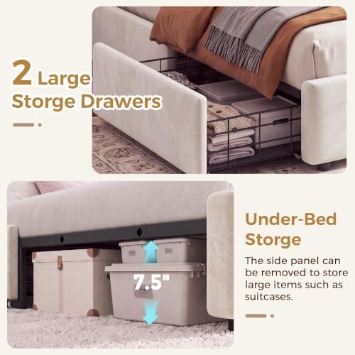 Jocoevol Full LED Velvet Bed Frame - Image 7