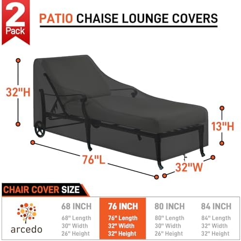 Arcedo Outdoor Lounge Chair Covers 2 Pack - Image 2