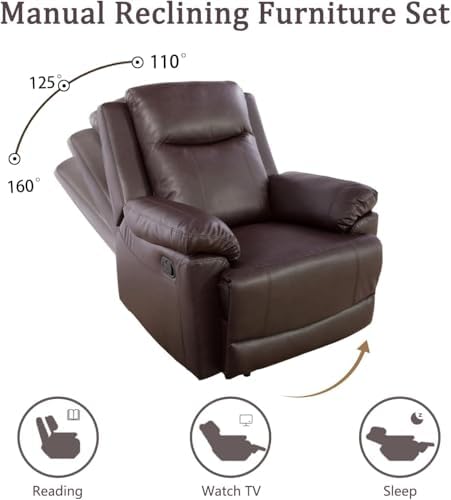 3 piece Reclining Living Room Set, Leather Reclining Living Room Furniture Set - Image 4