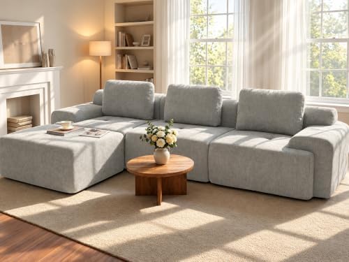 122" L Shaped Oversized Boneless Couch, Comfort Cloud Sectional Couches by VYUXWO