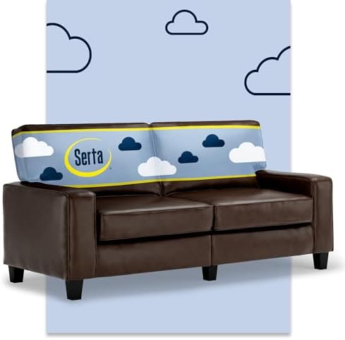 Serta Palisades 73" Track Arm Sofa, Durable Bonded Leather, Soft Pillow Back by Serta