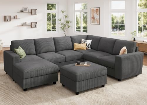 HONBAY Corduroy Sectional Couch by HONBAY