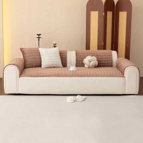 Velvet Sectional Couch Covers for Dogs, Dark Brown - Image 7