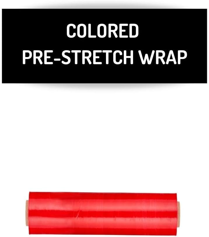 PSBM Red Stretch Wrap, 15 Inch x 1476 Feet, 144 Pack, Tinted Pre-Stretched Shrink Wrap Film for Moving, Packaging, Pallet Wrapping
