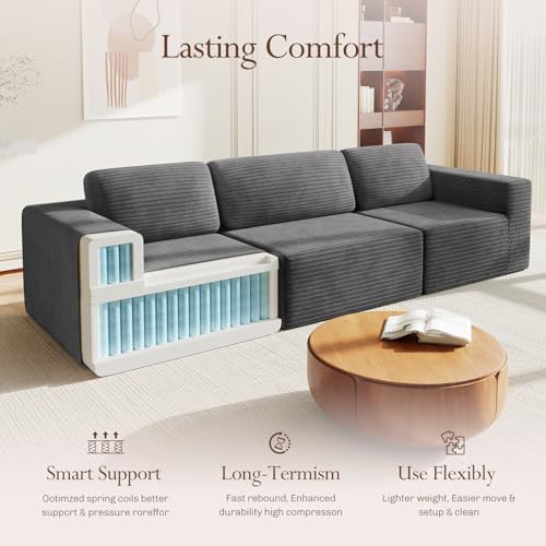 Vesgantti 119" Modular Sectional Sofa, Corduroy Cloud Couch - Image 4