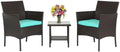 FDW 3-Piece Patio Furniture Set | Brown & Blue | Outdoor Wicker Furniture by FDW