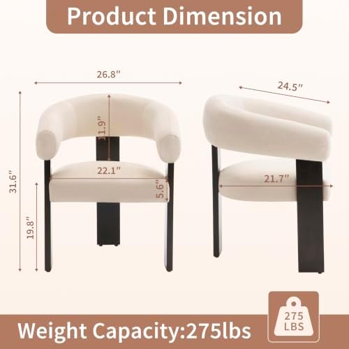 Modern Accent Chair, Barrel Armchair, U-Shaped Backrest - Image 2
