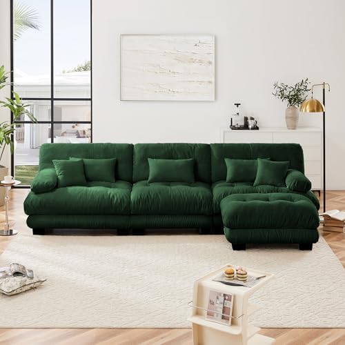 Modular Sectional Sofa for Living Room, Oversized 3 Seater Green Sectional - Image 3