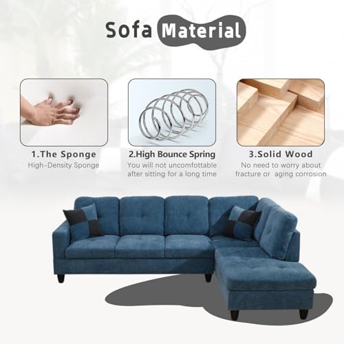 L-Shaped 3-Piece Flannel Sofa - Image 3