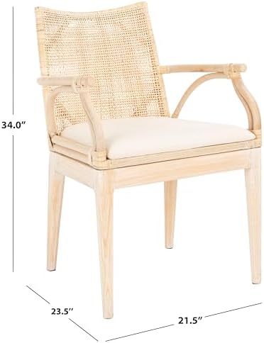 SAFAVIEH Gianni Wood Accent Chair, 19.8" Seat Natural/White Washed SEA4011B - Image 2