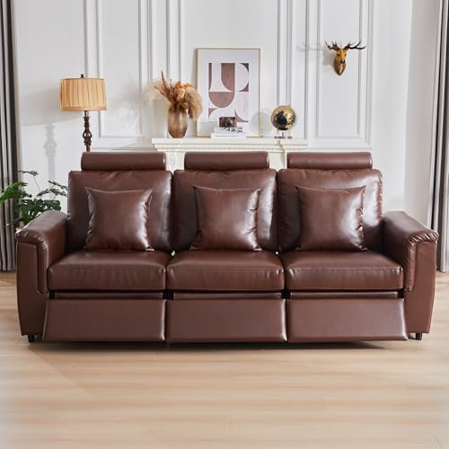 RARZOE Modular Sectional 3-Seater Recliner Sofa, Faux Leather - Image 3
