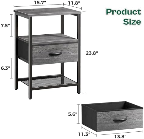 Huuger Nightstand Set of 2, Night Stand - Image 3