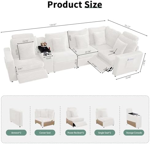RARZOE Oversized Modular Sectional Sofa, 5-Seater L-Shaped - Image 2