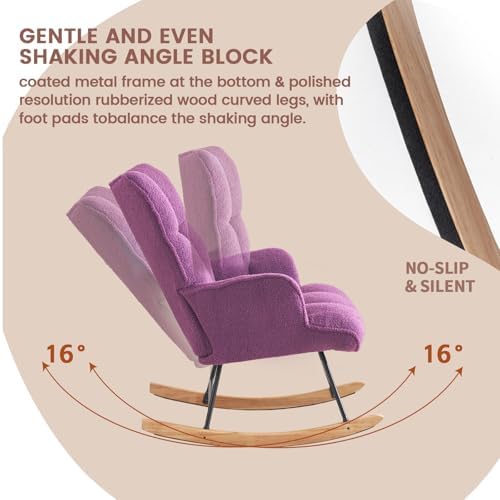SAETSFEG Nursery Rocking Chair Teddy, Upholstered Glider Rocker - Image 3