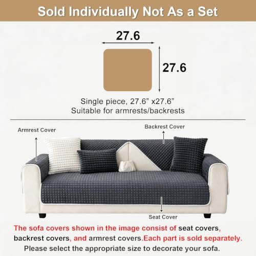 Soft Velvet Couch Arm Covers Washable - Image 3
