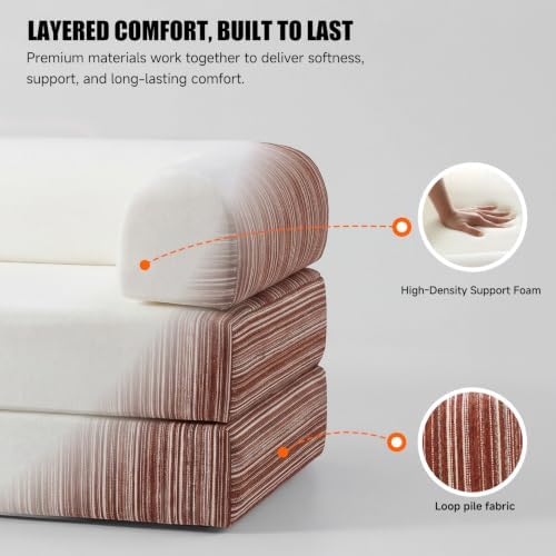 79" Memory Foam Sofa Bed, High Headrest Convertible Futon Boneless Couch - Image 4