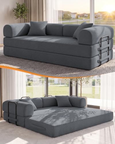 79" Boneless Couch for Living Room, Convertible Futon Sleeper Sofa Bed by NNQComfyHome