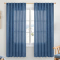 YoungsTex Blue Linen Semi Sheer Curtains by YoungsTex