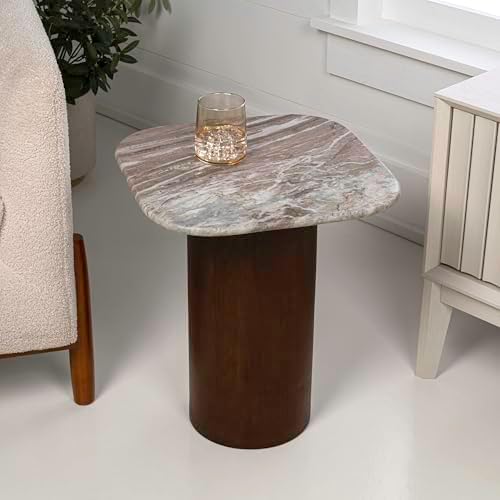 JONATHAN Y Milos 18" Square Natural Marble Pedestal Accent Table - Image 2