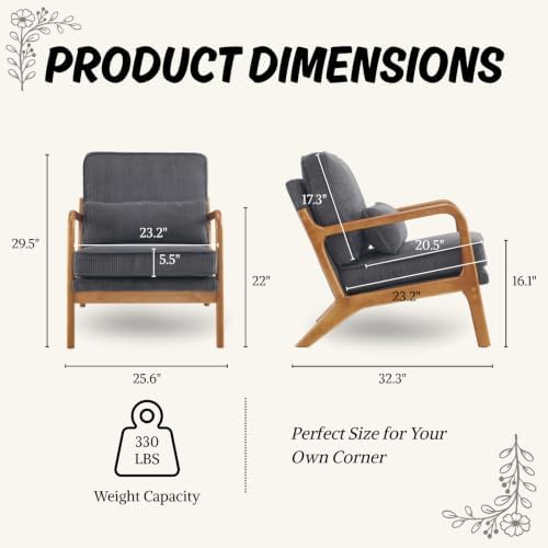 Karl home Mid-Century Modern Accent Reading Chair, Dark Grey - Image 2