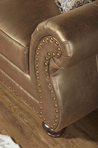 Roundhill Furniture Leinster Fabric Upholstered Nailhead 3-Piece Livingroom Set - Image 6