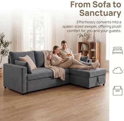 NicBex 85'' Queen 3-Seat Pull Out Sleeper Sofa Bed - Image 3