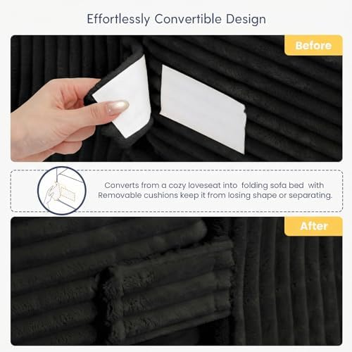 cidludto Boneless Couch Loveseat Sleeper, Convertible Sofa Bed Folding Couch - Image 4