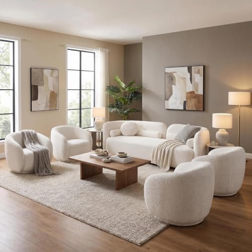 5-Piece Curved Couch Set, 4 Swivel Chairs - Image 3
