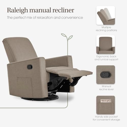 Evolur Raleigh Plus Nursery Glider Recliner, Light Truffle - Image 6