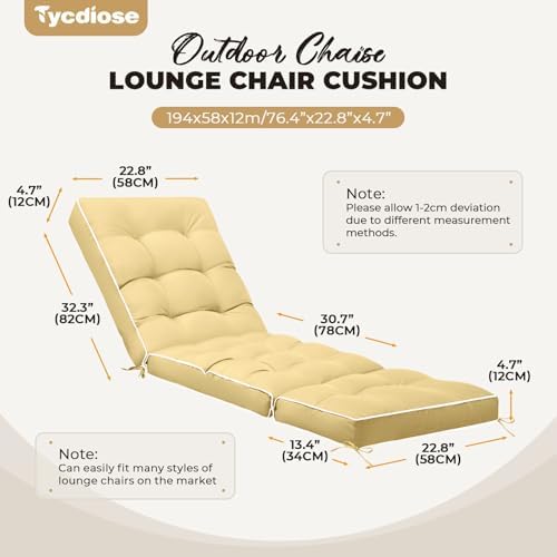Outdoor Chaise Lounge Chair Cushion, Waterproof Non-Slip Patio Chaise Lounge - Image 2
