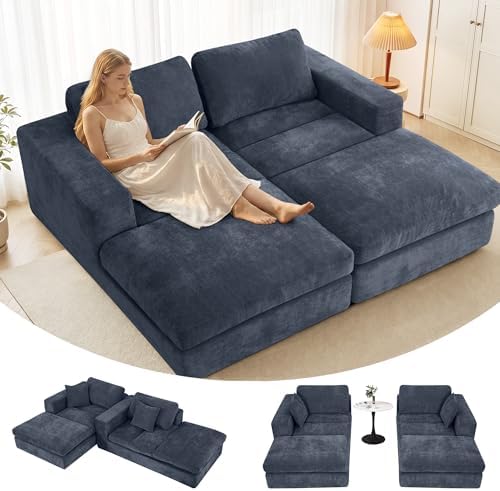 Oversized Double Chaise Lounge Chair, Cloud Boneless Sofa Bed by Mifnas