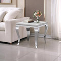 White Marble End Table Modern Silver Accent Table by Henf