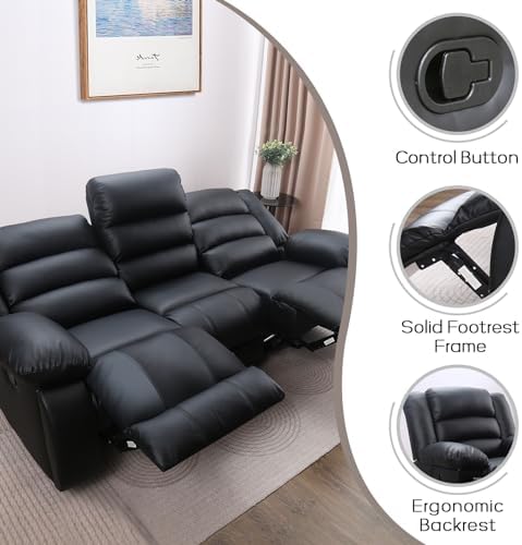 EBELLO Faux Leather Manual Reclining Sofa - Image 3
