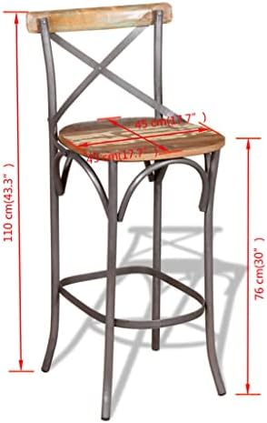 Solid Reclaimed Wood Bar Stool Chair Antique-Style Handmade Barstool - Image 2