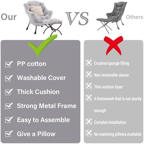 Lazy Chair with Ottoman, Comfy Reading Chair - Image 5